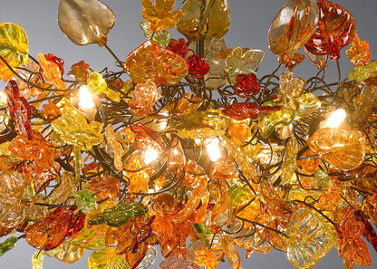 Chandeliers Ceiling Lights with Orange flowers and leaves for Dining Room, living room or bedroom.