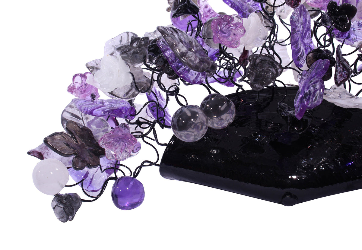 Purple Flower and Leaves Wall Sconce: Resin Bubble Lighting Fixture
