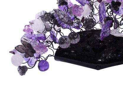 Purple Flower and Leaves Wall Sconce: Resin Bubble Lighting Fixture