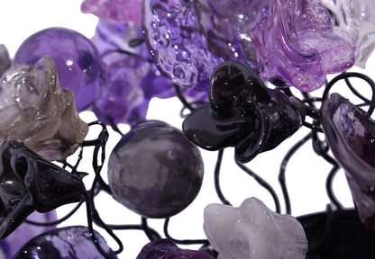 Purple Flower and Leaves Wall Sconce: Resin Bubble Lighting Fixture