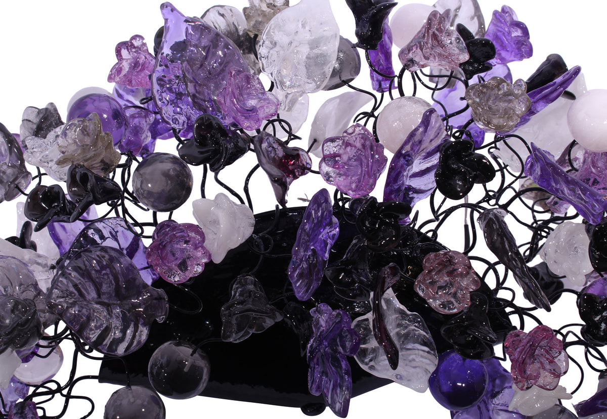 Purple Flower and Leaves Wall Sconce: Resin Bubble Lighting Fixture