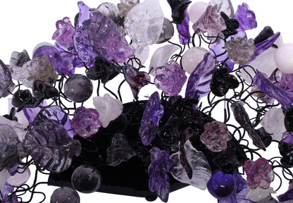 Purple Flower and Leaves Wall Sconce: Resin Bubble Lighting Fixture