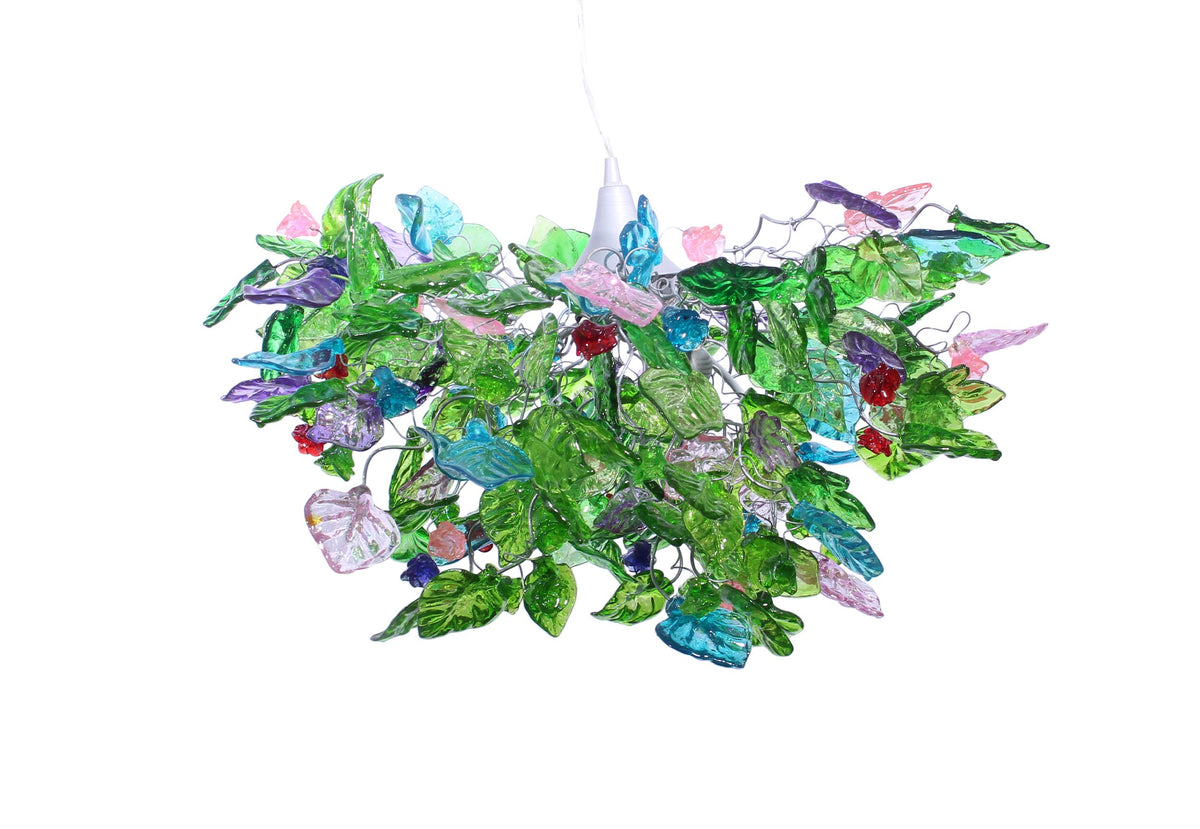 Unique Chandelier with green color flowers and leaves for Dining Room, hall or bedroom.