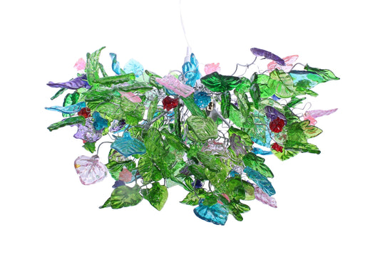 Unique Chandelier with green color flowers and leaves for Dining Room, hall or bedroom.