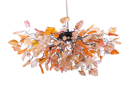 Modern Large Oval Hanging Chandelier: Resin Flowers and Leaves Ceiling Lighting