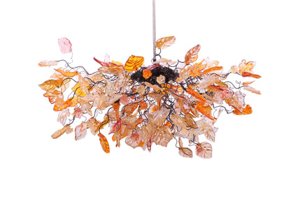 Modern Large Oval Hanging Chandelier: Resin Flowers and Leaves Ceiling Lighting
