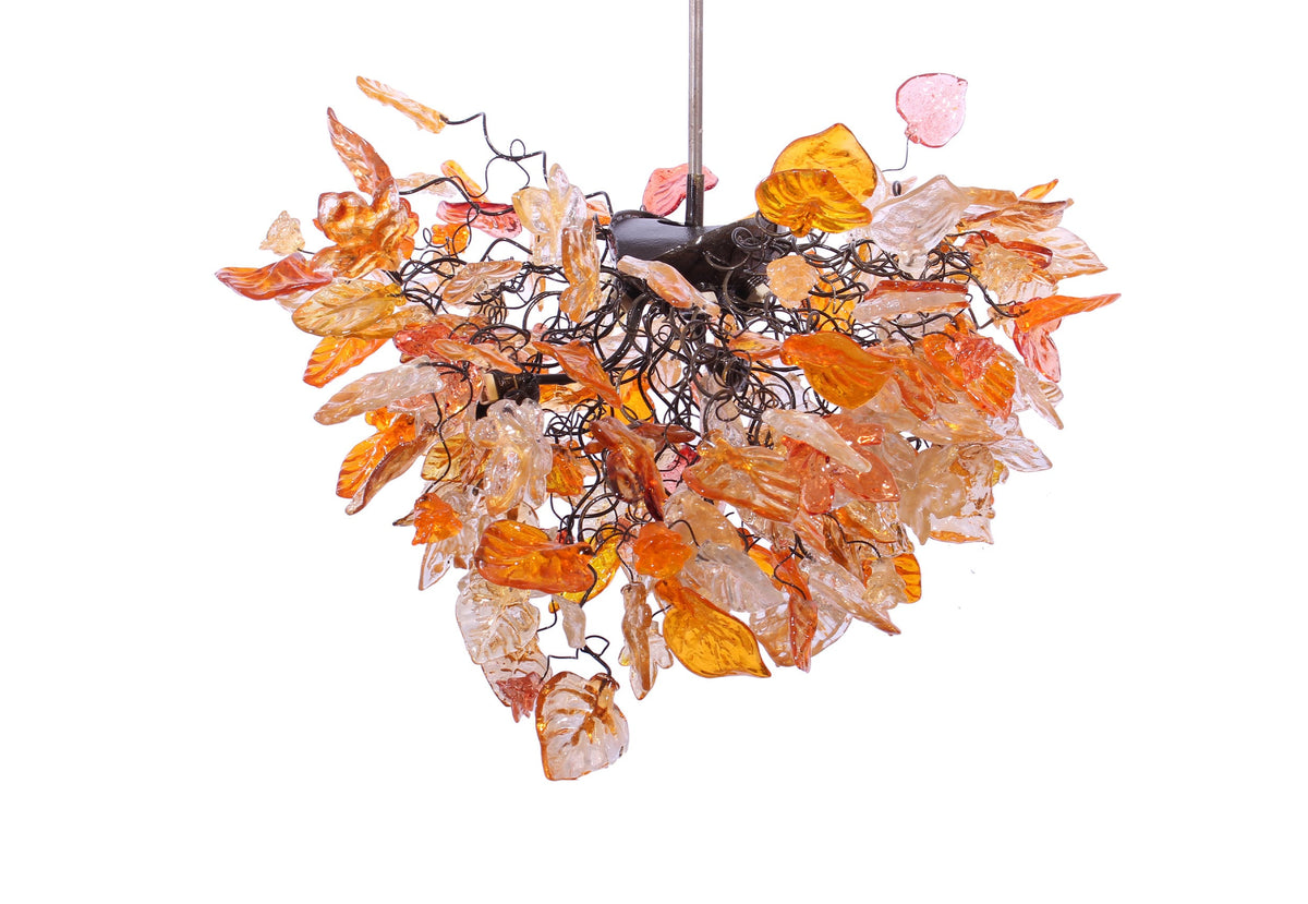 Modern Large Oval Hanging Chandelier: Resin Flowers and Leaves Ceiling Lighting