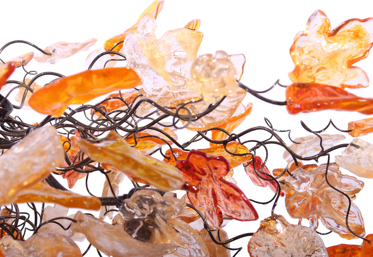 Modern Large Oval Hanging Chandelier: Resin Flowers and Leaves Ceiling Lighting