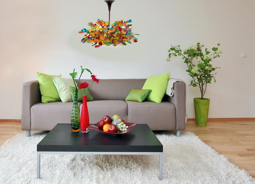 Hanging chandeliers - Light Fixtures Colorful flowers & leaves for Dining Room or living room.