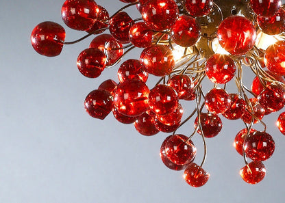 Red Ceiling Lamp, Hanging light with red bubbles for Dining table, bedroom, children room.modern and unique hand made light fixture