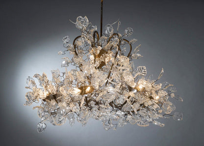 Royal Chandelier: Transparent Resin Leaves and Flowers Ceiling Light