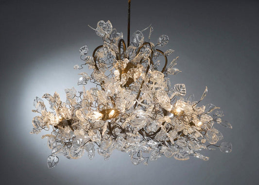 Royal Chandelier: Transparent Resin Leaves and Flowers Ceiling Light