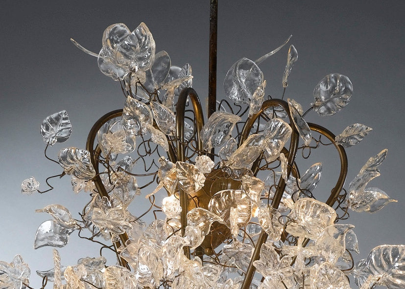 Royal Chandelier: Transparent Resin Leaves and Flowers Ceiling Light