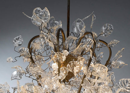 Royal Chandelier: Transparent Resin Leaves and Flowers Ceiling Light