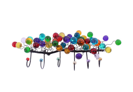 Decorative Wall Hooks, Coat rack with Multicolored resin bubbles, for towel, jewelry.