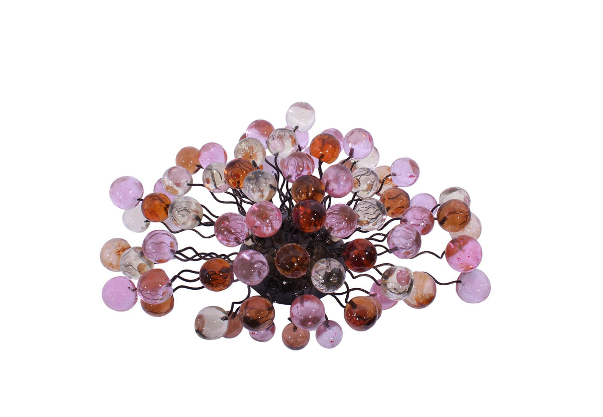 Bubble Wall Sconce: Resin Orb Light Fixture Amber Pink Clear Bronze Base