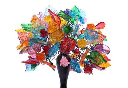 Bedside Table Lamp, modern table lamp with multi color flowers and leaves