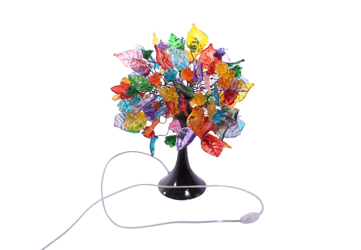 Bedside Table Lamp, modern table lamp with multi color flowers and leaves