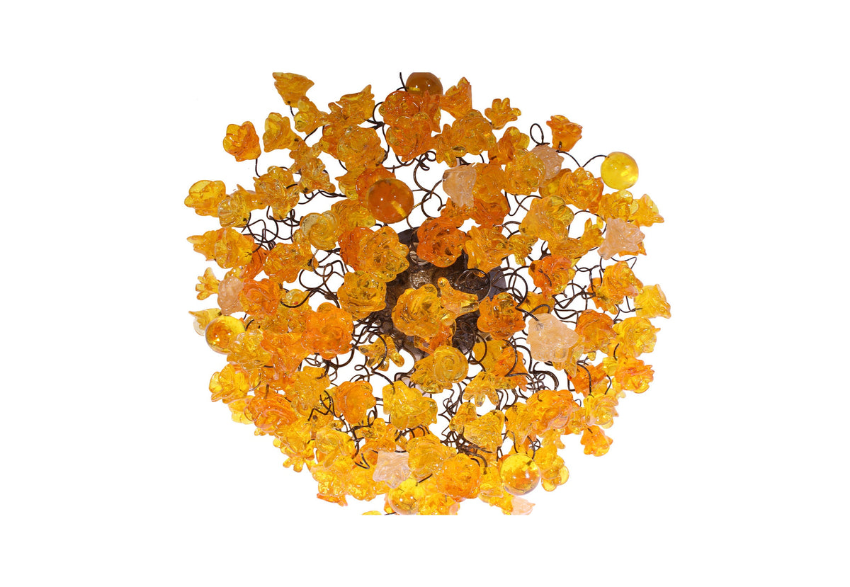 Flush mount lighting, ceiling mount light fixture with yellow roses flowers , elegant sconces for ceiling or wall