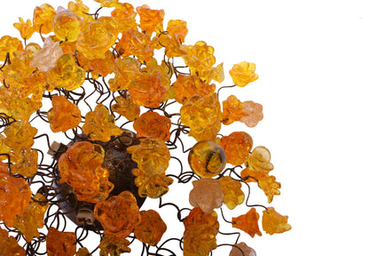Flush mount lighting, ceiling mount light fixture with yellow roses flowers , elegant sconces for ceiling or wall