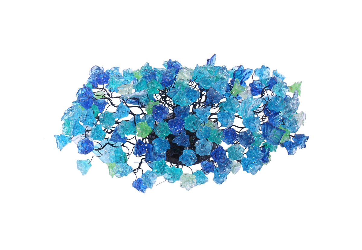 Wall light fixture up and down sconce lighting with blue sea color flowers and leaves