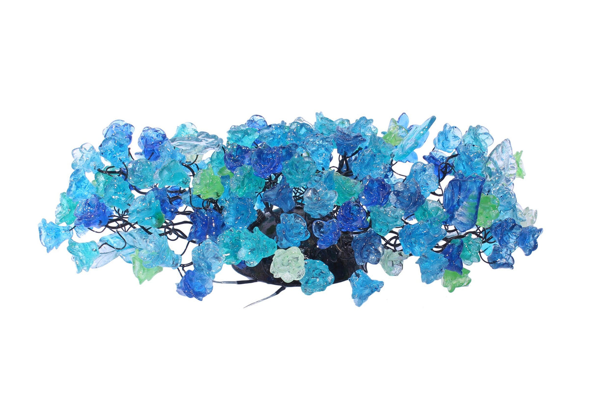 Wall light fixture up and down sconce lighting with blue sea color flowers and leaves