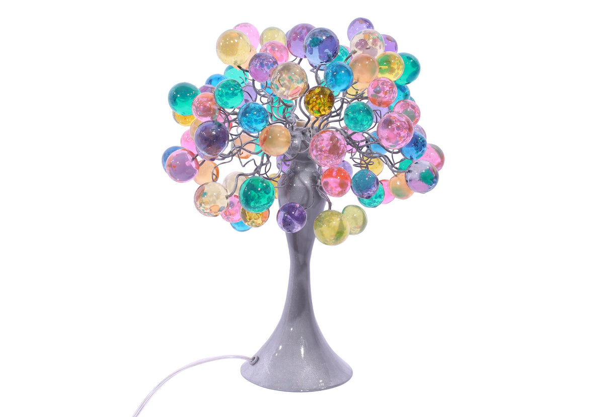 modern bedside lamp with pastel bubbles, unique table lamp, colorful bubbles light for desk or bedside table.