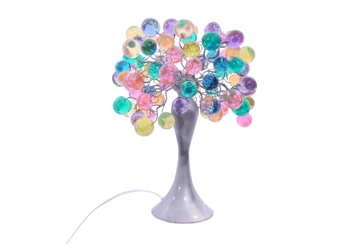 modern bedside lamp with pastel bubbles, unique table lamp, colorful bubbles light for desk or bedside table.