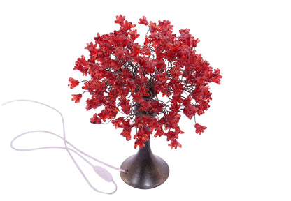 Table lamp with red flowers, modern desk lamp with metal wires and yellow flowers for your bedroom, living room