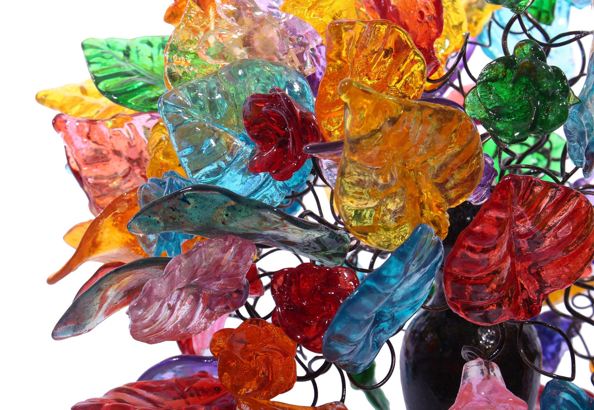Bedside Table Lamp, modern table lamp with multi color flowers and leaves