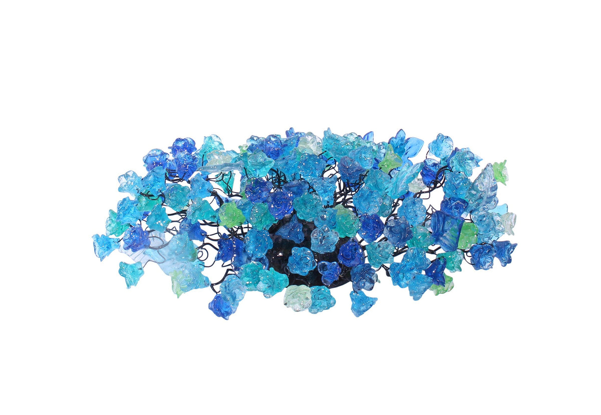 Wall light fixture up and down sconce lighting with blue sea color flowers and leaves