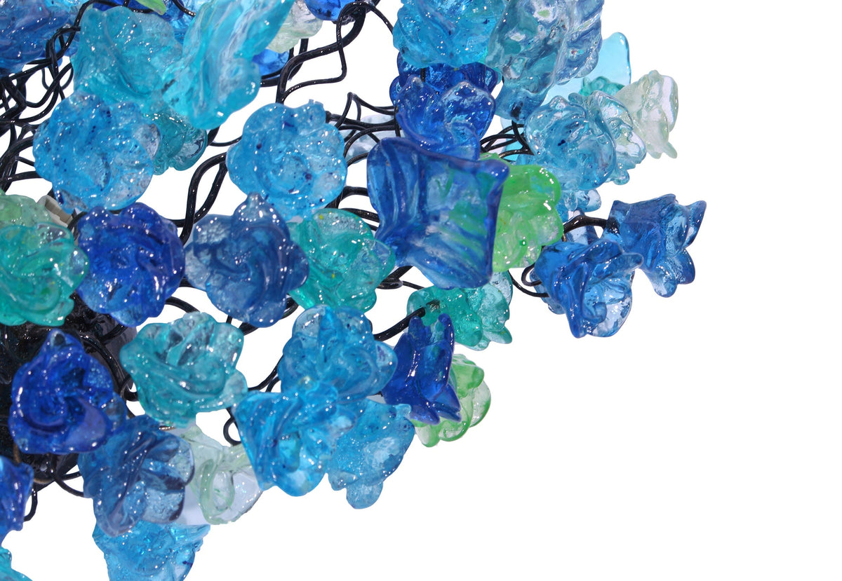 Wall light fixture up and down sconce lighting with blue sea color flowers and leaves
