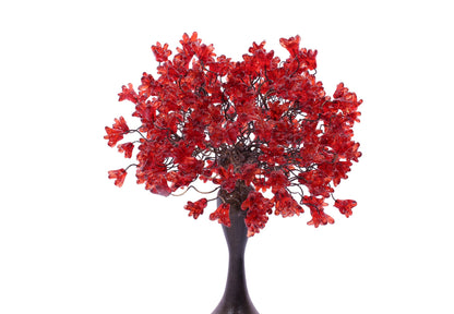 Table lamp with red flowers, modern desk lamp with metal wires and yellow flowers for your bedroom, living room