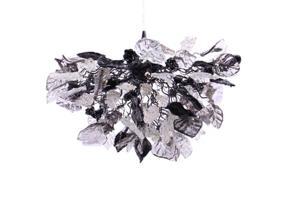 Gray Black Clear Resin Flower Leaf Chandelier: Handmade Dining Room Ceiling Light