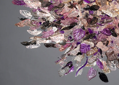 Purple Floral Resin Chandelier: Flush Mount Ceiling Light Decor
