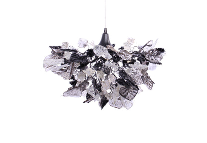 Gray Black Clear Resin Flower Leaf Chandelier: Handmade Dining Room Ceiling Light