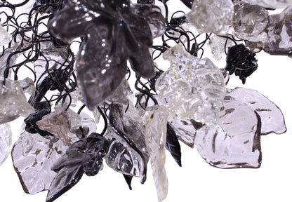 Gray Black Clear Resin Flower Leaf Chandelier: Handmade Dining Room Ceiling Light