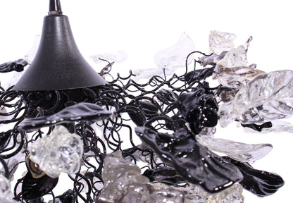 Gray Black Clear Resin Flower Leaf Chandelier: Handmade Dining Room Ceiling Light