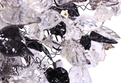 Nature-Inspired Chandelier: Gray Black Clear Resin Flowers and Leaves Dining Room Lighting