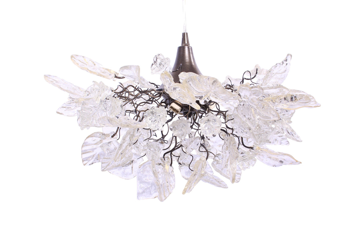 Gorgeous Clear Flower and Leaf Chandelier for Dining Room, Hall or Bedroom - Stunning Floral Lighting Fixture with Soft Colors