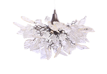Gorgeous Clear Flower and Leaf Chandelier for Dining Room, Hall or Bedroom - Stunning Floral Lighting Fixture with Soft Colors