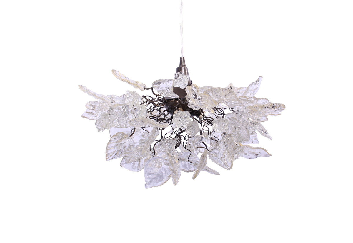 Gorgeous Clear Flower and Leaf Chandelier for Dining Room, Hall or Bedroom - Stunning Floral Lighting Fixture with Soft Colors