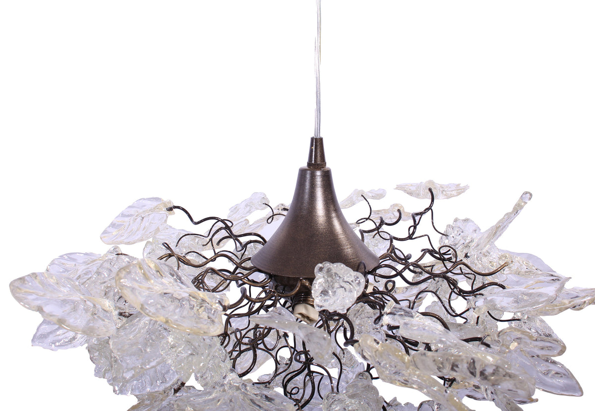 Gorgeous Clear Flower and Leaf Chandelier for Dining Room, Hall or Bedroom - Stunning Floral Lighting Fixture with Soft Colors