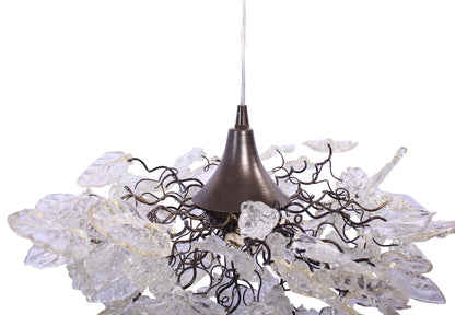 Gorgeous Clear Flower and Leaf Chandelier for Dining Room, Hall or Bedroom - Stunning Floral Lighting Fixture with Soft Colors