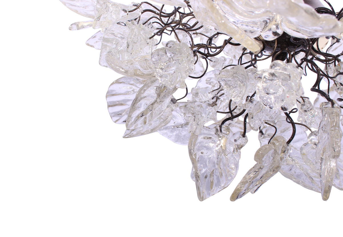 Gorgeous Clear Flower and Leaf Chandelier for Dining Room, Hall or Bedroom - Stunning Floral Lighting Fixture with Soft Colors