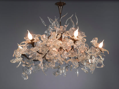 Floral Chandelier: Resin Flowers & Leaves, Dining Room Lighting