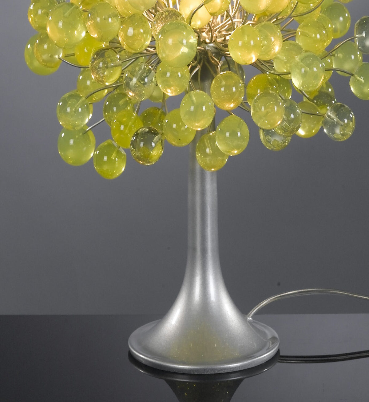Yellow Table lamp, bedside lamp with lemon green bubbles with metal wires, small table lamp, lemon lime bubbles lighter.