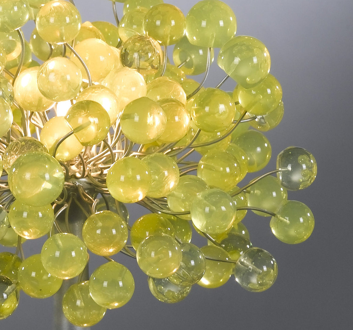 Yellow Table lamp, bedside lamp with lemon green bubbles with metal wires, small table lamp, lemon lime bubbles lighter.