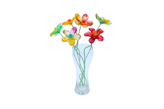 Resin Multicolor Flower Bouquet, Long Stem Floral Arrangement
