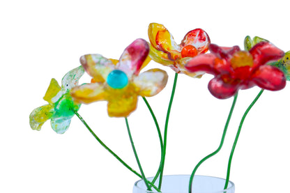 Resin Multicolor Flower Bouquet, Long Stem Floral Arrangement